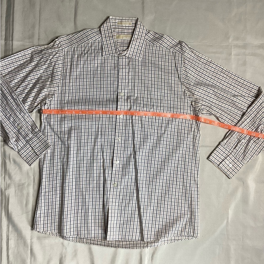 Michael Kors White and Blue Checkered Dress Shirt - Picture 5 of 6